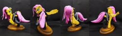 Size: 2075x622 | Tagged: safe, artist:vita96, fluttershy, pegasus, pony, g4, braid, braided tail, clothes, craft, female, mare, polymer clay, sculpture, skirt, socks, solo, spread wings, tail, thigh highs, wings