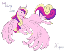 Size: 4700x3500 | Tagged: safe, artist:elena-naqua, artist:icicle-niceicle-1517, color edit, edit, princess cadance, alicorn, pony, g4, collaboration, colored, curved horn, female, horn, leg fluff, mare, missing cutie mark, simple background, solo, spread wings, transparent background, unshorn fetlocks, wings