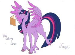 Size: 4700x3500 | Tagged: safe, artist:elena-naqua, artist:icicle-niceicle-1517, color edit, edit, twilight sparkle, alicorn, pony, g4, book, collaboration, colored, female, leg fluff, mare, missing cutie mark, raised leg, reading, simple background, solo, spread wings, transparent background, twilight sparkle (alicorn), unshorn fetlocks, wings