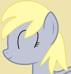 Size: 778x815 | Tagged: safe, artist:gloominosty, artist:jadeharmony, derpy hooves, pegasus, pony, g4, base used, cute, derpabetes, derpy day, eyes closed, female, mare, simple background, solo, yellow background