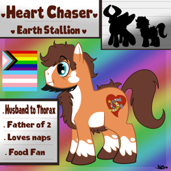 Size: 3000x3000 | Tagged: safe, artist:wulfums, oc, oc only, oc:heart chaser, earth pony, pony, high res, male, pride, pride flag, reference sheet, show accurate, solo, stallion, transgender, transgender pride flag
