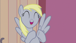 Size: 1920x1080 | Tagged: safe, screencap, derpy hooves, pegasus, pony, g4, season 5, slice of life (episode), ^^, clapping, cute, derpabetes, excited, eyes closed, female, happy, mare, solo