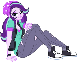 Size: 1024x827 | Tagged: safe, artist:ambris, artist:emeraldblast63, starlight glimmer, equestria girls, g4, beanie, beautiful, beautiful eyes, beautiful hair, breasts, busty starlight glimmer, cleavage, converse, female, hat, shoes, simple background, sneakers, solo, transparent background