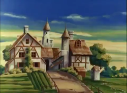 Size: 1872x1362 | Tagged: safe, screencap, g1, my little pony 'n friends, spike's search, house, no pony, road, scenery, village