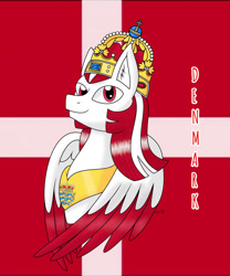 Size: 1280x1536 | Tagged: safe, artist:hiroultimate, oc, pony, denmark, flag, nation ponies, ponified, solo