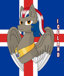 Size: 1280x1536 | Tagged: safe, artist:hiroultimate, oc, pony, flag, iceland, nation ponies, ponified, solo