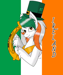Size: 1280x1536 | Tagged: safe, artist:hiroultimate, oc, pony, flag, ireland, nation ponies, ponified, solo