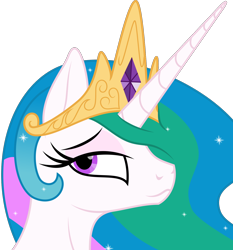 Size: 1454x1562 | Tagged: safe, artist:grypher, princess celestia, g4, bust, simple background, smug, solo, transparent background, vector