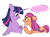 Size: 2160x1581 | Tagged: safe, artist:syrupyyy, sunny starscout, twilight sparkle, alicorn, earth pony, pony, unicorn, g5, cute, duo, fangirl, fangirling, female, mare, simple background, sunny and her heroine, sunnybetes, twiabetes, twilight sparkle (alicorn), unicorn twilight, white background