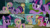 Size: 1280x720 | Tagged: safe, edit, edited screencap, editor:quoterific, screencap, applejack, breezette, fluttershy, pinkie pie, rainbow dash, rarity, seabreeze, twilight sparkle, twinkle (g4), alicorn, breezie, earth pony, pegasus, pony, unicorn, g4, it ain't easy being breezies, my little pony: friendship is magic, season 4, applejack's hat, cowboy hat, female, hat, male, mane six, mare, open mouth, open smile, smiling, text, twilight sparkle (alicorn), unnamed breezie, unnamed character