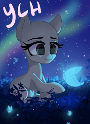 Size: 2800x3840 | Tagged: safe, artist:opal_radiance, oc, butterfly, pony, any race, commission, high res, night, solo, your character here