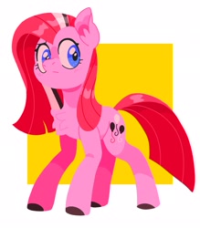 Size: 1792x2048 | Tagged: safe, artist:pastacrylic, pinkie pie, earth pony, pony, g4, abstract background, chest fluff, colored hooves, ear fluff, female, full body, hooves, mare, pinkamena diane pie, solo, standing, tail