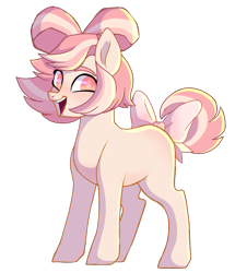 Size: 632x734 | Tagged: safe, artist:delzol, oc, oc only, earth pony, pony, :d, bow, earth pony oc, hair bow, open mouth, open smile, simple background, smiling, solo, tail, tail bow, transparent background