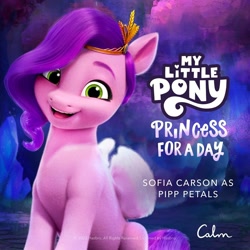 Size: 1080x1080 | Tagged: safe, pipp petals, pegasus, pony, g5, official, princess for a day, adorapipp, asmr, calm.com, cute, female, mare, open mouth, open smile, pony history, smiling, solo