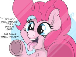 Size: 2048x1536 | Tagged: safe, artist:doodledonutart, pinkie pie, earth pony, pony, g4, against glass, comic, glass, heart, hoof heart, implied rarity, solo, tongue out, underhoof