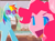 Size: 1344x1000 | Tagged: safe, artist:pinkiemenas, pinkie pie, rainbow dash, earth pony, pegasus, pony, g4, angular, chest fluff, ear fluff, epic pony time, female, ms paint, open mouth, open smile, original art, ship:pinkiedash, smiling, sunglasses