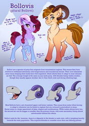 Size: 2481x3508 | Tagged: safe, artist:silkensaddle, oc, oc only, original species, pony, braid, cheek fluff, chest fluff, ear fluff, fangs, female, full body, high res, hoof fluff, hooves, horns, leg fluff, male, raised hoof, smiling, standing, unshorn fetlocks