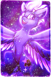 Size: 1000x1500 | Tagged: safe, artist:shad0w-galaxy, oc, oc only, oc:shadow galaxy, pegasus, pony, belly, belly button, chest fluff, ear fluff, flying, happy, open mouth, smiling, solo, spread wings, wings