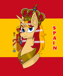 Size: 1280x1536 | Tagged: safe, artist:hiroultimate, oc, pony, flag, nation ponies, ponified, solo, spain