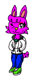 Size: 251x541 | Tagged: safe, artist:drypony198, oc, oc only, oc:rosie bunny, barely pony related, clothes, cute, female, hoodie, male, one eye closed, rabbit oc, shoes, simple background, solo, transparent background