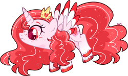 Size: 3509x2095 | Tagged: safe, artist:kurosawakuro, oc, alicorn, pony, colored wings, crown, female, high res, jewelry, mare, multicolored wings, regalia, simple background, solo, transparent background, wings
