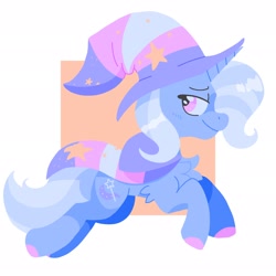 Size: 2048x2048 | Tagged: safe, artist:pastacrylic, trixie, pony, unicorn, g4, cape, chest fluff, clothes, female, hat, high res, pride, pride flag, simple background, solo, trans female, trans trixie, transgender, transgender pride flag, trixie's cape, trixie's hat, white background