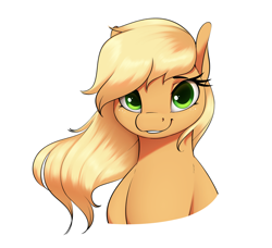 Size: 2676x2440 | Tagged: safe, artist:aquaticvibes, applejack, earth pony, pony, g4, beautiful, bust, cute, female, high res, jackabetes, looking at you, loose hair, mare, missing accessory, simple background, smiling, smiling at you, solo, when she smiles, white background