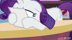 Size: 640x360 | Tagged: safe, screencap, rarity, pony, unicorn, forever filly, g4, season 7, animated, crying, eyes closed, female, floppy ears, gif, gifs.com, hoof hold, horn, makeup, mare, marshmelodrama, nose in the air, ocular gushers, open mouth, paper, rarity being rarity, running makeup, sad, solo, wavy mouth