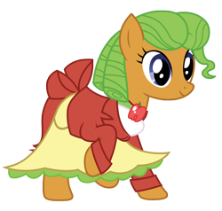 Size: 3450x3288 | Tagged: safe, artist:third uncle, apple twirl, earth pony, pony, apple family reunion, g4, apple family member, clothes, cute, dress, female, high res, mare, simple background, solo, transparent background, vector