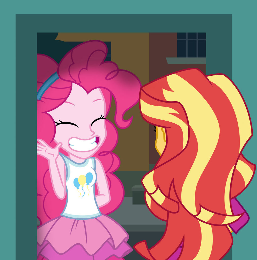 Safe Artist Emeraldblast Pinkie Pie Sunset Shimmer