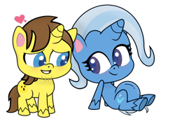 Size: 1920x1309 | Tagged: safe, artist:grapefruit-face, trixie, oc, oc:grapefruit face, pony, unicorn, g4, g4.5, my little pony: pony life, base used, blushing, canon x oc, female, g4 to g4.5, grapexie, heart, implied oc, implied oc:limey lulamoon, looking at each other, looking at someone, love, male, momma trixie, pregnant, pregxie, shipping, show accurate, simple background, straight, transparent background