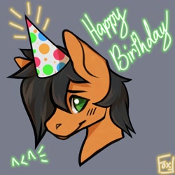 Size: 1500x1500 | Tagged: safe, artist:defiant_fox, artist:defiantfox, oc, oc only, pony, happy birthday, solo