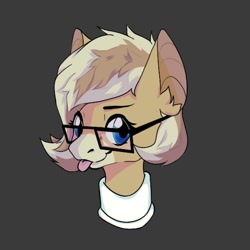 Size: 1000x1000 | Tagged: safe, artist:defiant_fox, artist:defiantfox, oc, oc only, pony, :p, bust, coat markings, facial markings, glasses, gray background, simple background, snip (coat marking), solo, tongue out