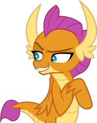 Size: 2000x2526 | Tagged: safe, artist:frownfactory, smolder, dragon, g4, dragoness, female, high res, horns, simple background, smug, solo, transparent background, vector