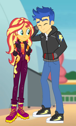 Size: 1264x2104 | Tagged: safe, artist:3d4d, flash sentry, sunset shimmer, equestria girls, g4, converse, cropped, female, male, ship:flashimmer, shipping, shoes, straight