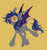 Size: 640x678 | Tagged: safe, artist:peaceandlove26, oc, oc only, oc:echo, bat pony, pony, bat pony oc, bat wings, big eye, eyestrain warning, leonine tail, open mouth, open smile, simple background, smiling, solo, spread wings, tail, wings, yellow background