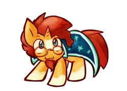 Size: 809x584 | Tagged: safe, artist:zutcha, sunburst, pony, unicorn, g4, :3, cloak, clothes, cute, facial hair, glasses, goatee, looking at you, male, simple background, smiling, smiling at you, solo, stallion, sunbetes, sunburst's cloak, white background