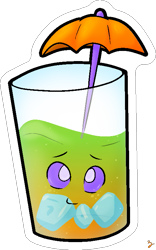 Size: 493x790 | Tagged: safe, artist:zutcha, thorax, changedling, changeling, g4, cup, drink, inanimate tf, king thorax, outline, simple background, smiling, solo, transformation, transparent background, umbrella, wat, white outline