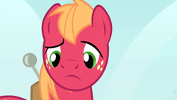 Size: 1280x720 | Tagged: safe, screencap, big macintosh, earth pony, pony, g4, season 4, somepony to watch over me, confused, frown, implied apple bloom, male, reaction image, solo, stallion, why