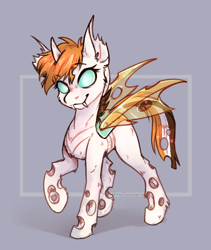 Size: 1204x1429 | Tagged: safe, artist:lonerdemiurge_nail, oc, oc only, changeling, brown changeling, changeling oc, double colored changeling, solo, white changeling