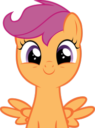 Size: 1600x2137 | Tagged: artist needed, safe, scootaloo, pegasus, pony, g4, season 6, the fault in our cutie marks, cute, cutealoo, female, filly, foal, happy, looking at you, simple background, solo, spread wings, transparent background, wings