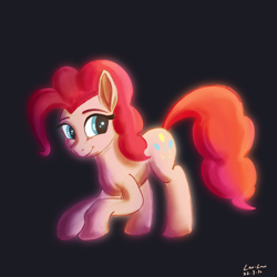 Size: 4096x4096 | Tagged: safe, artist:leoliu0491, pinkie pie, earth pony, pony, g4, absurd resolution, black background, female, mare, simple background, smiling, solo, standing