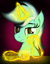 Size: 792x1026 | Tagged: safe, artist:eels, lyra heartstrings, pony, unicorn, g4, drink, glass, hand, magic, magic hands, solo, that pony sure does love hands, unicorn magic