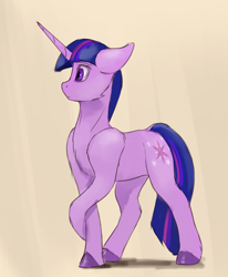 Size: 1643x1993 | Tagged: safe, artist:tenebrisnoctus, twilight sparkle, pony, unicorn, g4, female, mare, rubbing leg, solo, unicorn twilight