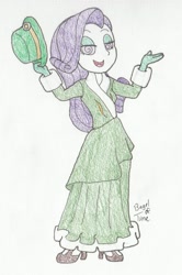 Size: 929x1400 | Tagged: safe, artist:bageloftime, rarity, equestria girls, g4, clothes, dress, gown, holiday, humanized, hypnosis, hypnotized, long dress, long skirt, saint patrick's day, skirt, solo, swirly eyes
