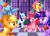 Size: 3500x2500 | Tagged: safe, artist:leonkay, applejack, fluttershy, pinkie pie, rainbow dash, rarity, spike, twilight sparkle, earth pony, pegasus, pony, unicorn, g4, cake, floppy ears, food, high res, hind legs, magic, mane seven, mane six, unicorn twilight