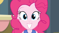 Size: 3410x1920 | Tagged: safe, screencap, pinkie pie, equestria girls, g4, my little pony equestria girls: friendship games, cute, diapinkes, female, grin, high res, smiling, solo