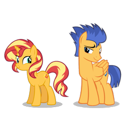 Size: 965x938 | Tagged: safe, artist:orin331, edit, vector edit, flash sentry, sunset shimmer, pegasus, pony, unicorn, equestria girls, g4, cropped, female, male, mare, ship:flashimmer, shipping, simple background, stallion, straight, tomboy, transparent background, vector