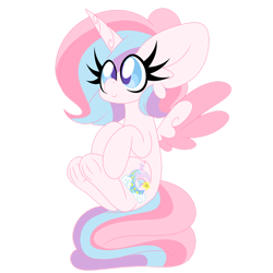 Size: 1280x1280 | Tagged: safe, artist:ladylullabystar, oc, oc:lullaby star, alicorn, pony, colored wings, female, mare, simple background, solo, transparent background, two toned wings, underhoof, wings