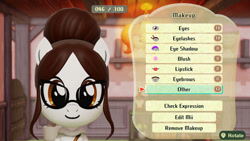 Size: 1280x720 | Tagged: source needed, safe, raven, anthro, g4, avatar, game screencap, glasses, hair bun, menu, mii, miitopia, ravenbetes, solo, video game